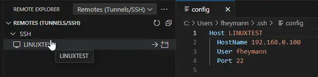 Poner un nombre amigable a los servidores, antes de conectar de windows a linux con vscode