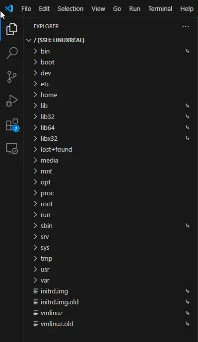 Ver la estructura de archivos luego de conectar de windows a linux